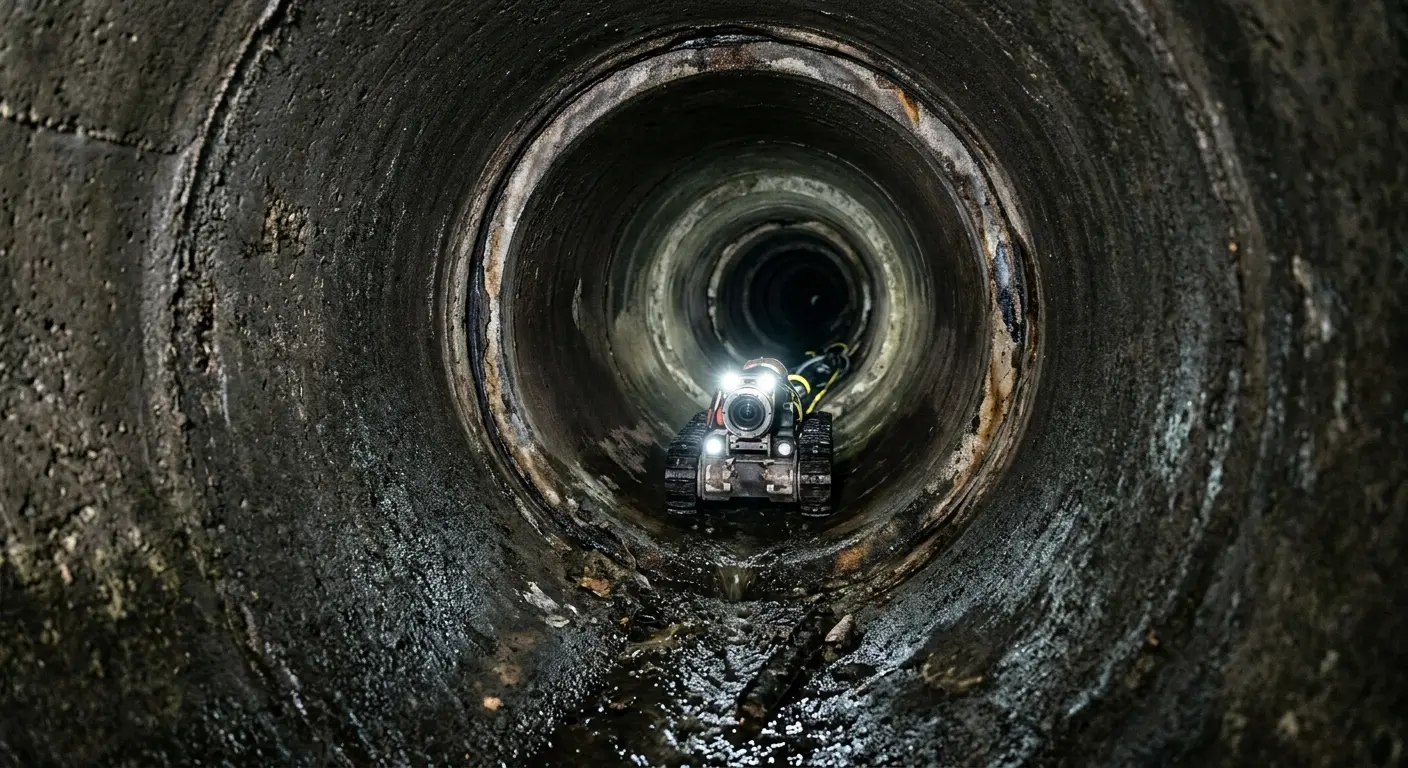 Robotic sewer camera inspecting pipe interior for Sewer Line Repair in Gillette